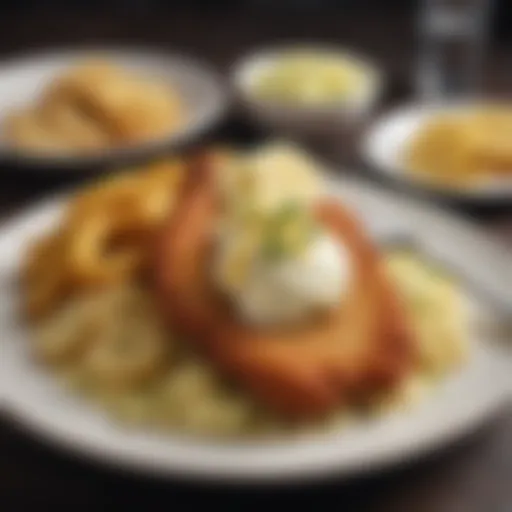 A traditional Wiener Schnitzel served on a plate with lemon and potato salad.