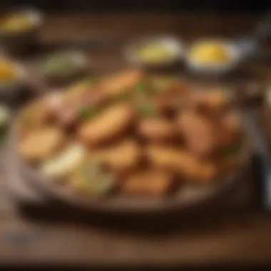 Variations of Wiener Schnitzel An array of different variations of Wiener Schnitzel on a wooden table.