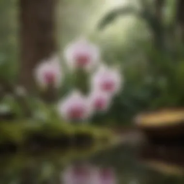 Vanilla orchids in a lush environment