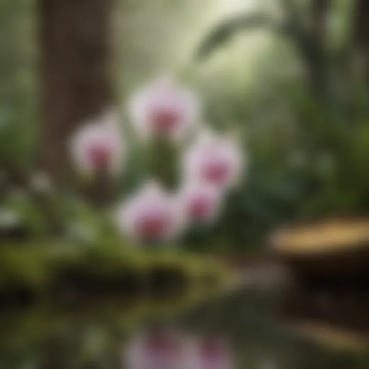 Vanilla orchids in a lush environment