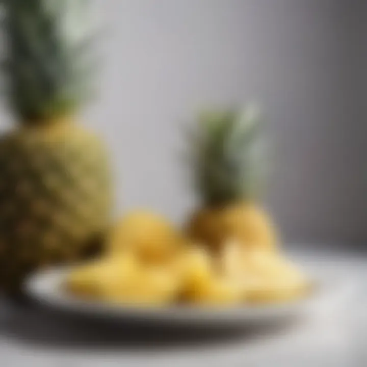 Plate of fresh pineapple with portion control guidelines