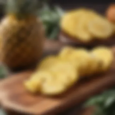 Fresh Pineapple Slices Fresh pineapple slices on a wooden board