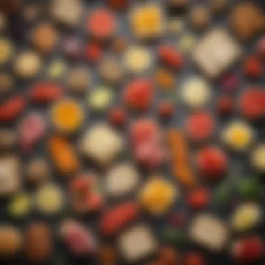 An array of colorful ingredients that can be used to create Atkins breakfast sandwiches.