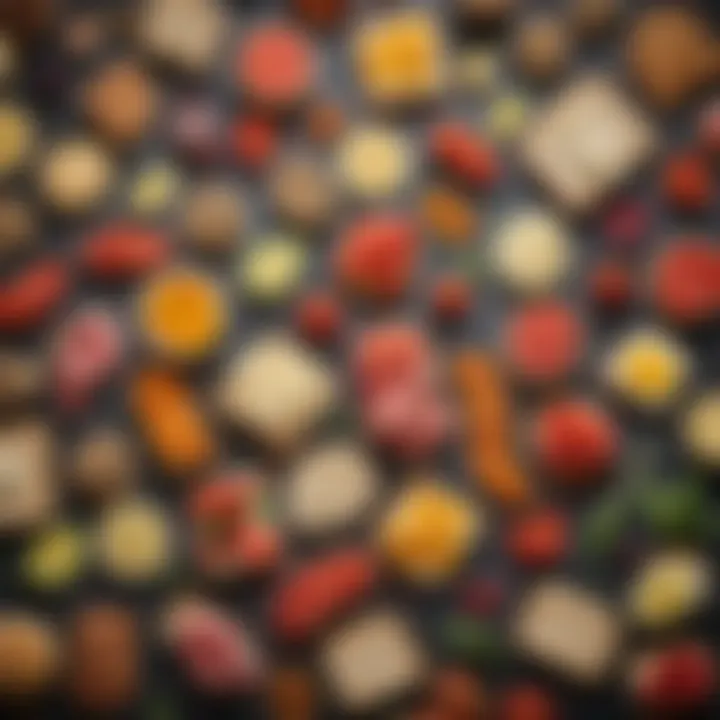 An array of colorful ingredients that can be used to create Atkins breakfast sandwiches.