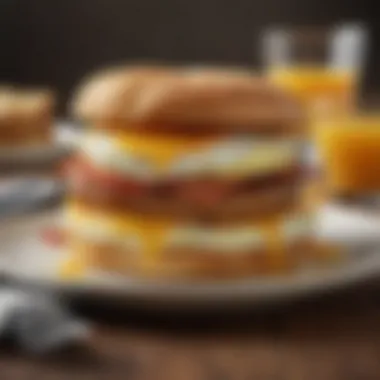 A well-plated Atkins breakfast sandwich showcasing its appetizing layers.