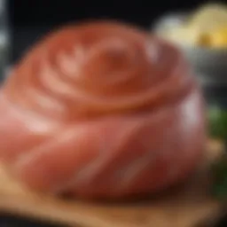 A beautifully glazed spiral ham ready for baking