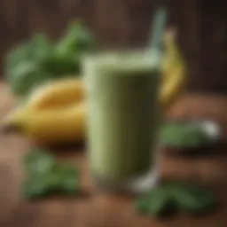 Vibrant banana kale smoothie in a glass with a straw