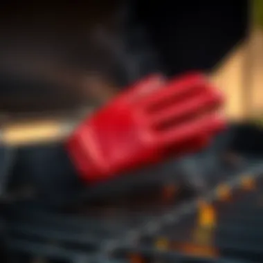 High-quality BBQ pit gloves on a grill