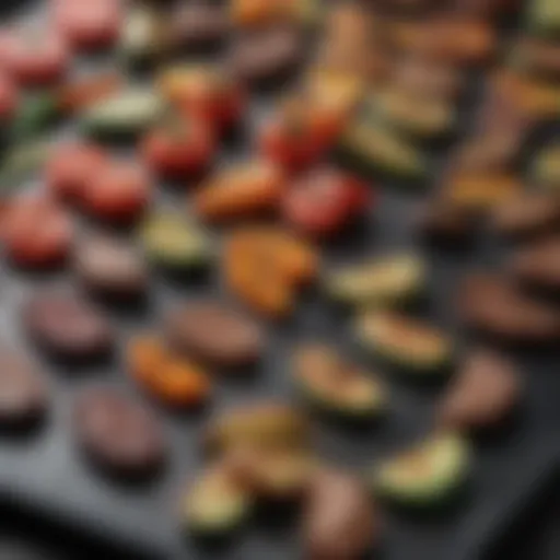Silicone mat showcasing non-stick surface with grilled vegetables