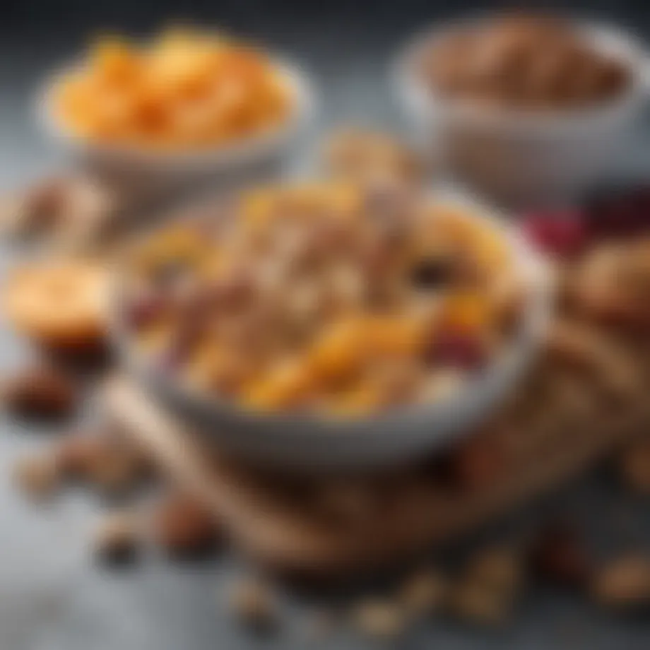 Delicious assortment of fruit and nuts for a healthy snack