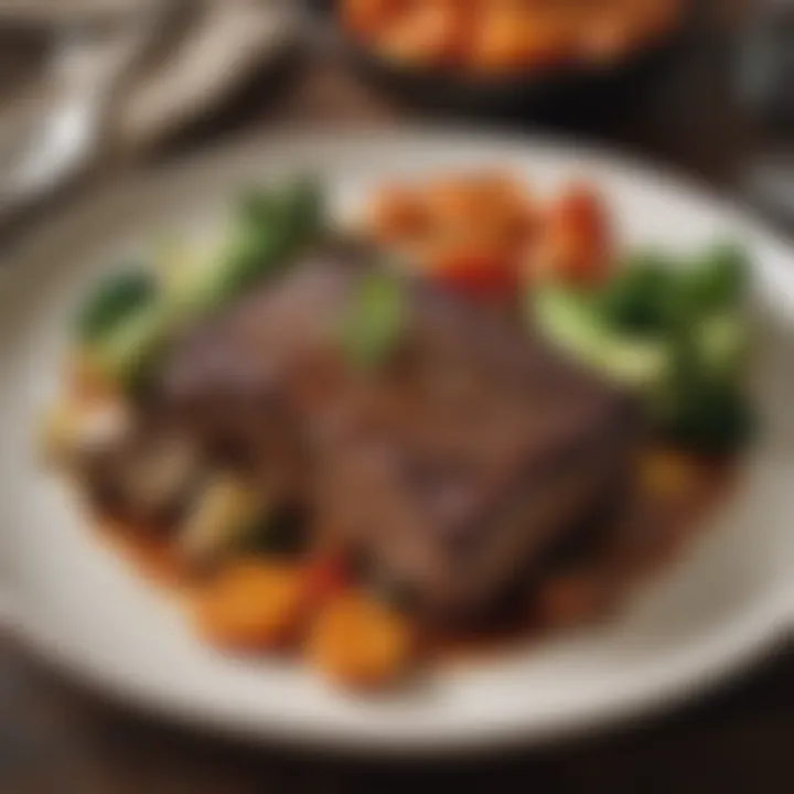 Beef short ribs served with seasonal vegetables