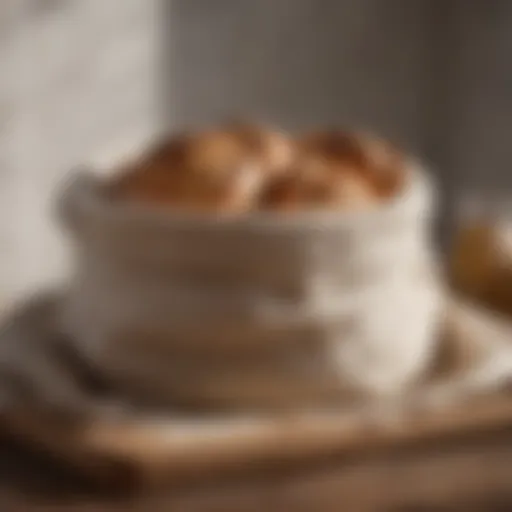 Artisan bread stored in a cloth bag