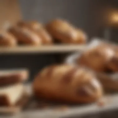 Various types of bread displayed on a kitchen counter