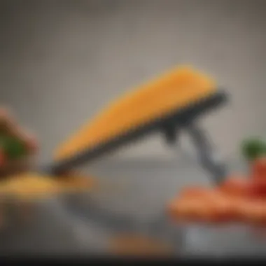 Close-up of mandoline slicer safety features