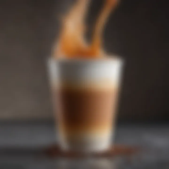 Close-up view of thermal insulation in a double wall coffee cup