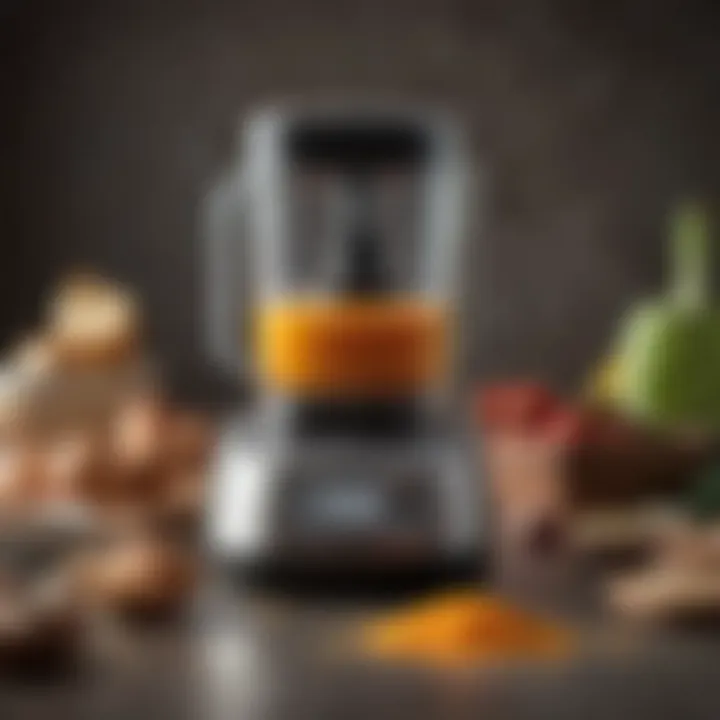 Food processor with various speed settings highlighted