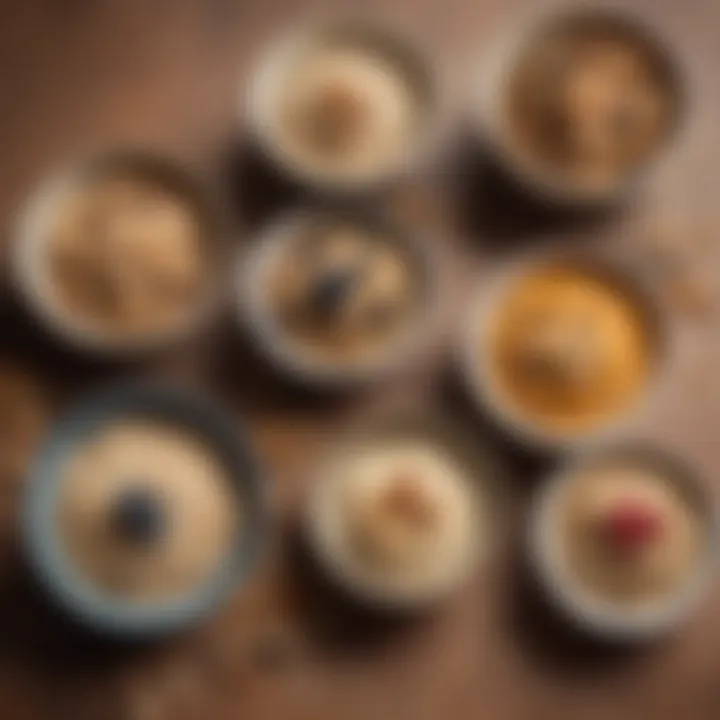 A variety of oatmeal types displayed in bowls, illustrating the diversity of options available.