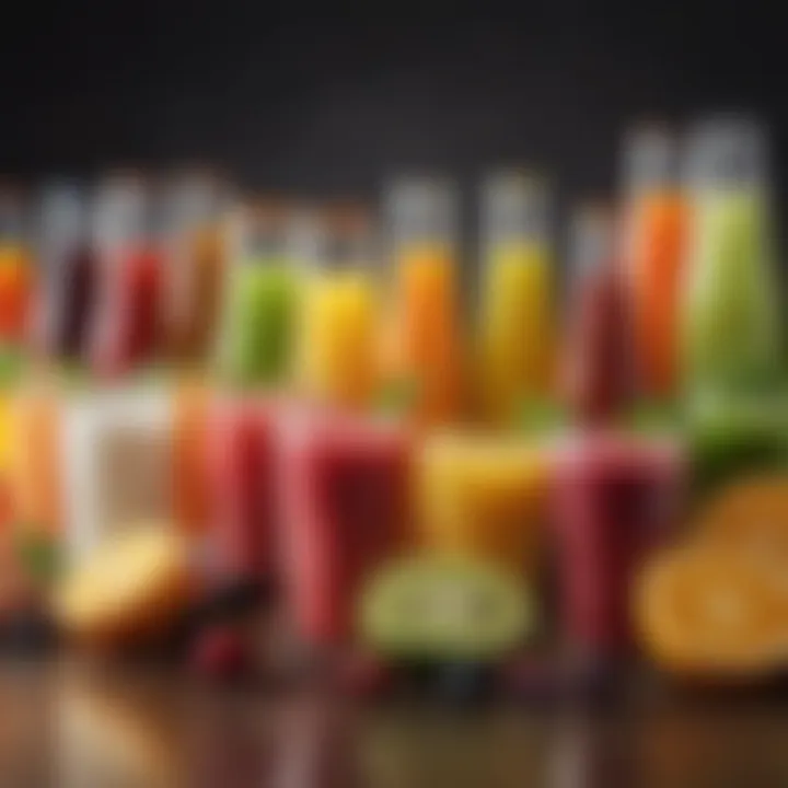 Colorful selection of nutritious drinks suitable for seniors