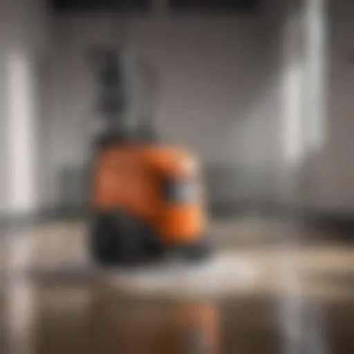 Advanced wet floor cleaning machine in action