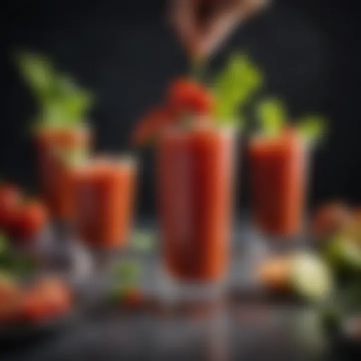 An array of unique garnishes for Bloody Mary cocktails