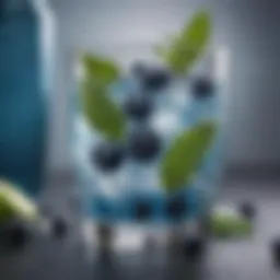 A close-up of a refreshing blueberry gin and tonic garnished with fresh blueberries and mint leaves