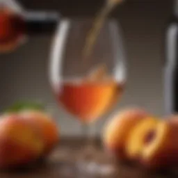 A close-up view of a glass of Burlwood Cellars Sweet Peach Wine