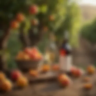 A serene vineyard showcasing the peaches used in Burlwood Cellars Sweet Peach Wine production
