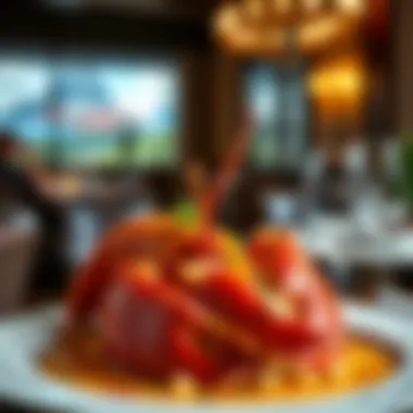 Artfully plated big lobster dish in a fine dining setting