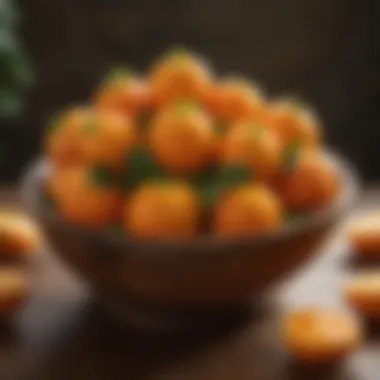 Vibrant sumo oranges displayed in a wooden bowl