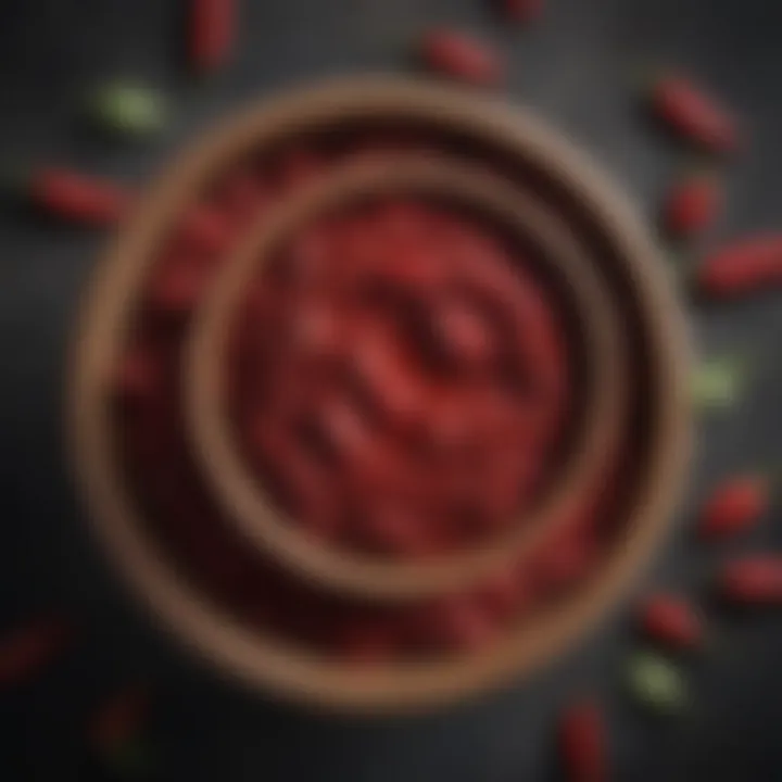 A vibrant bowl of Calabrian chili pepper paste showcasing its rich red color and texture.