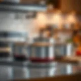 Elegant Calphalon induction cookware set displayed on a kitchen countertop