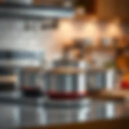 Elegant Calphalon induction cookware set displayed on a kitchen countertop