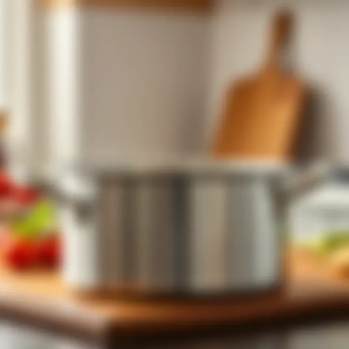 Close-up view of Calphalon pot showcasing its premium materials and finish