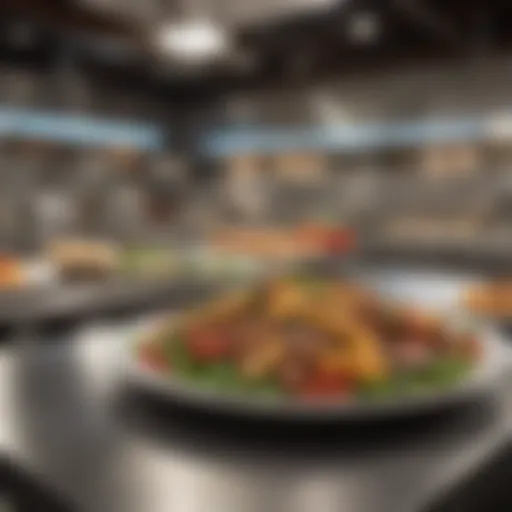 A vibrant campus dining area filled with diverse food options