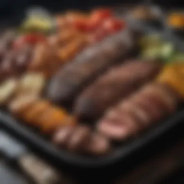 Culinary Masterpiece from Charcoal Grilling A beautifully grilled assortment of meats and vegetables
