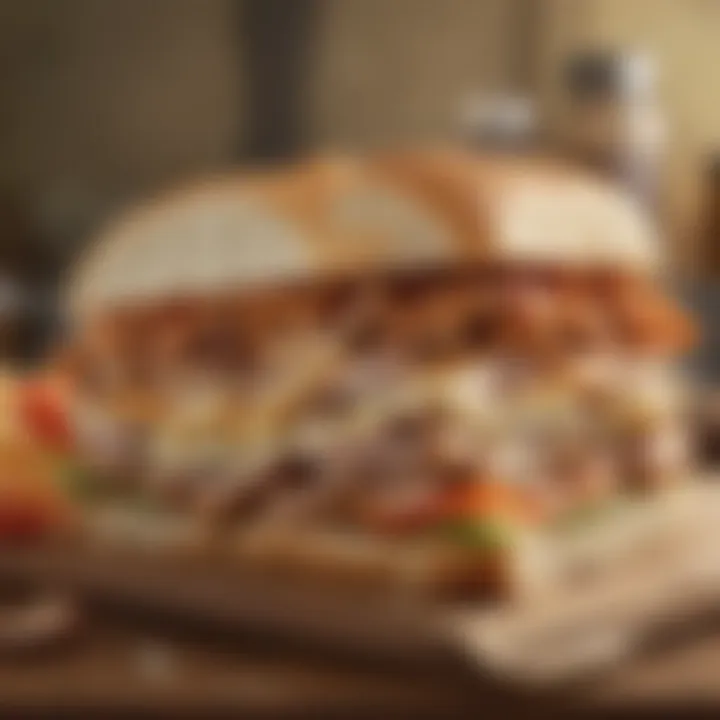 Artistic representation of the historical evolution of sandwiches