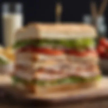 A beautifully layered chicken club sandwich with fresh ingredients