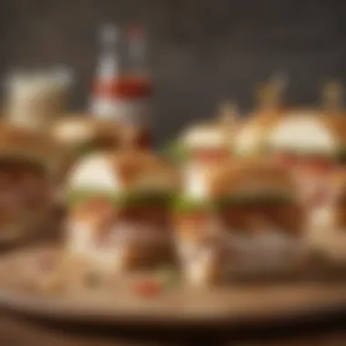 A variety of chicken club sandwich presentations on elegant platters