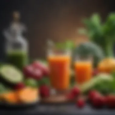 A vibrant array of fresh fruits and vegetables for juice preparation