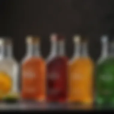 Close-up of flavored syrup options for keto cocktails