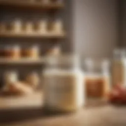 A glass jar elegantly displaying a healthy sourdough starter