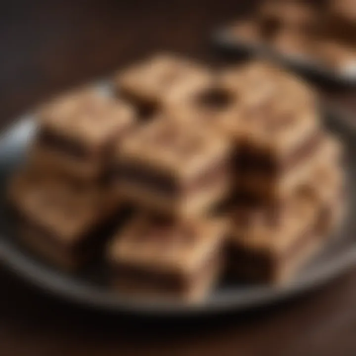 A decorative presentation of Cocoa Krispie Treats on a platter