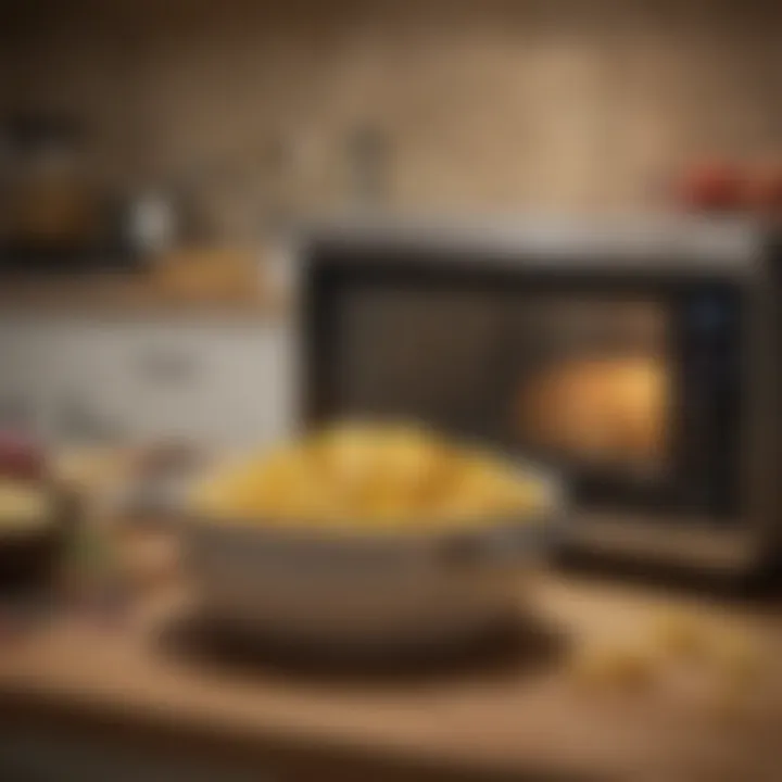 Safety features of microwave potato cookers illustrated with key points for users.