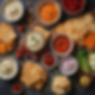 A colorful spread featuring vege crackers alongside dips and fresh vegetables