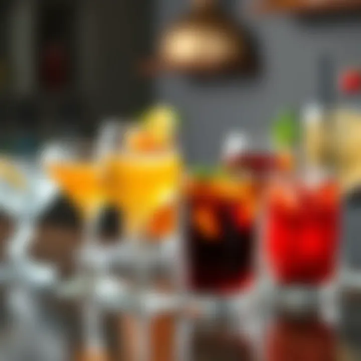 Variety of cocktails served in 12 oz glasses