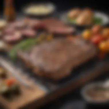 Grilling Tools and Equipment Tools and equipment for grilling T-bone steak laid out on a table