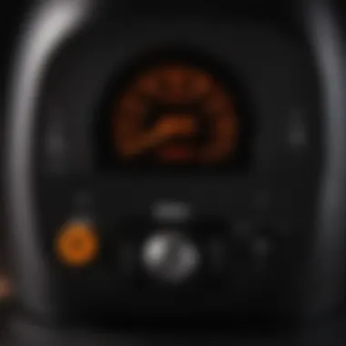 Close-up of the air fryer lid controls showcasing temperature settings