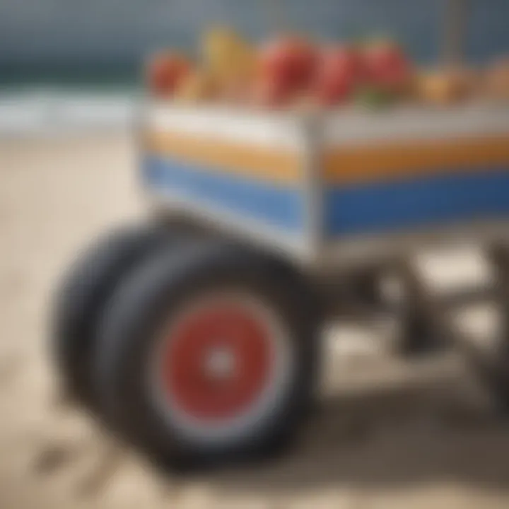 Close-up of the durable materials used in a big beach cart