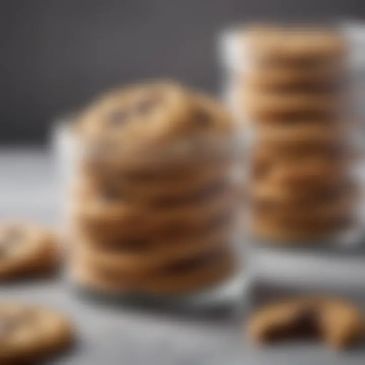 A transparent glass container showcasing cookies