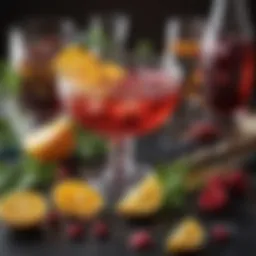 Colorful array of cocktail ingredients